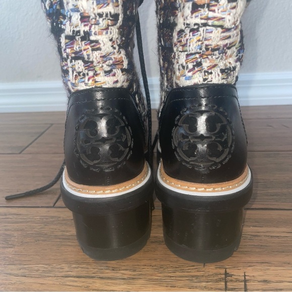 Tory Burch boots tweed booties black boots fall chunky boot lace up combat boot - Picture 12 of 15
